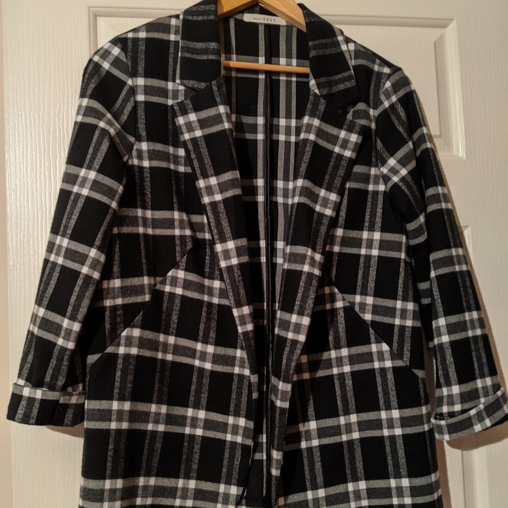 Plaid flannel blazer